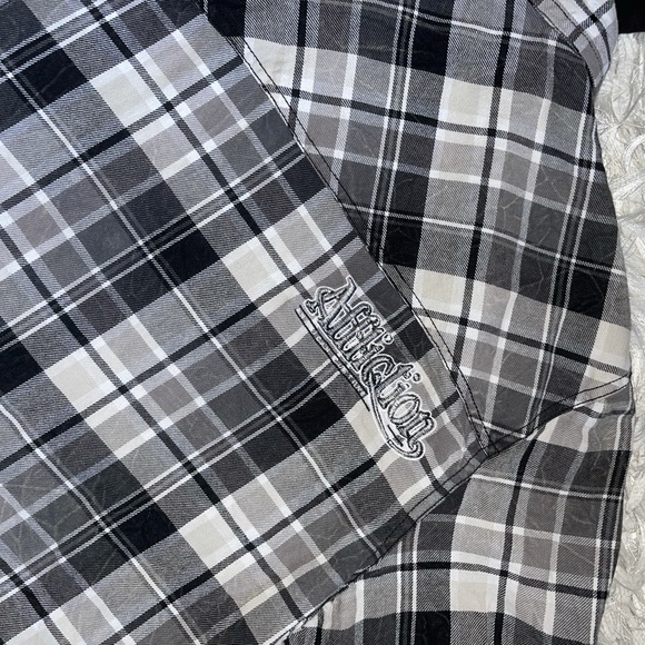 Affliction Hooded Snap Up Tee. L - Picture 13 of 15